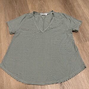 Fighting Eel Green and White Striped V-Neck Tee